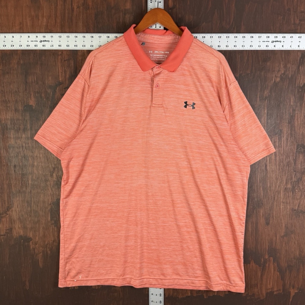 Under Armour The Playoff Polo Golf Performance Stretch Polo Shirt Orange 2XL XXL